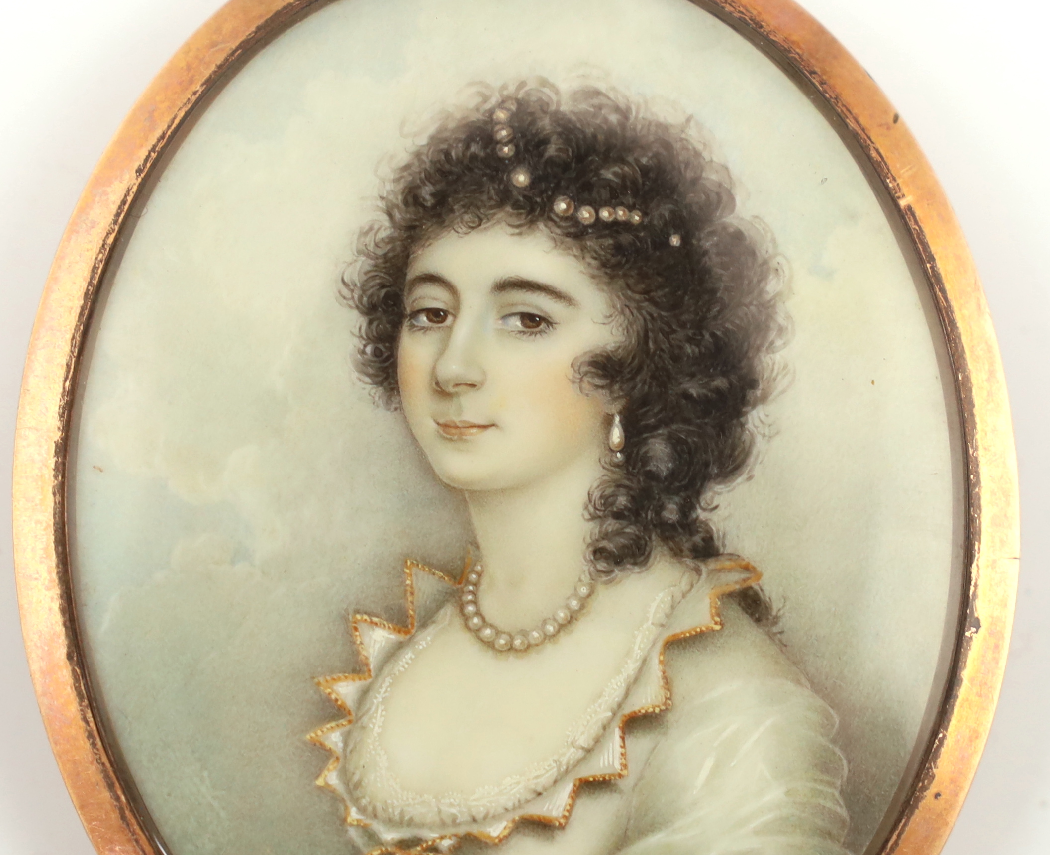 English School circa 1790, Portrait miniature of a noble woman, watercolour on ivory, 5.8 x 4.6cm. CITES Submission reference 6YQF4NEQ